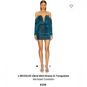 Revolve Libra Mini Dress in Turquoise Michael Costello